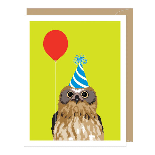 A2 - Balloon Owl Birthday Greeting Card