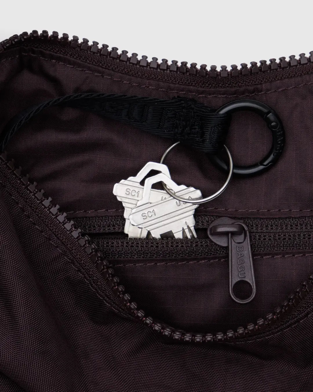 BAGGU - Small Nylon Crescent Bag, Chocolate Plum