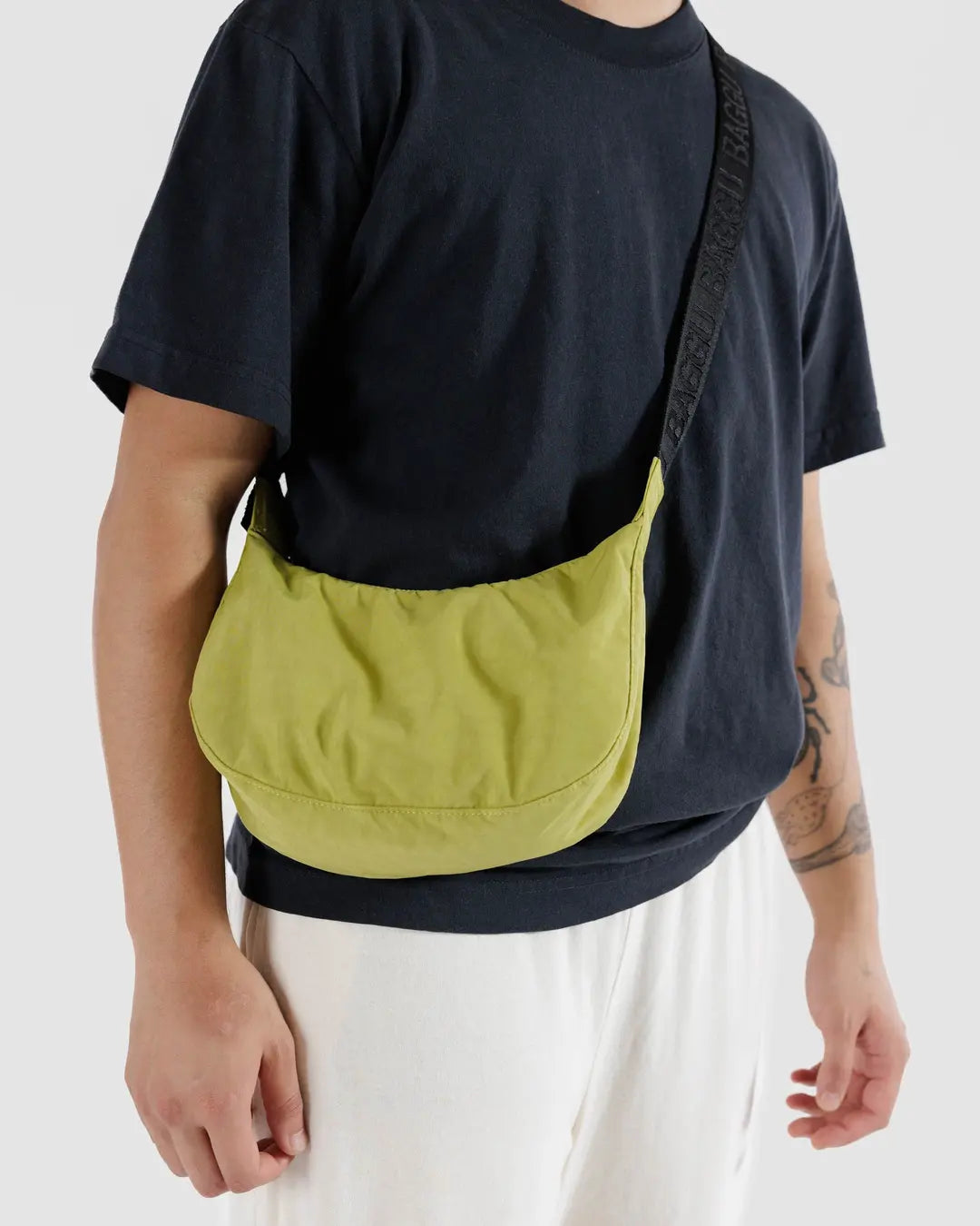BAGGU - Small Nylon Crescent Bag, Lemongrass