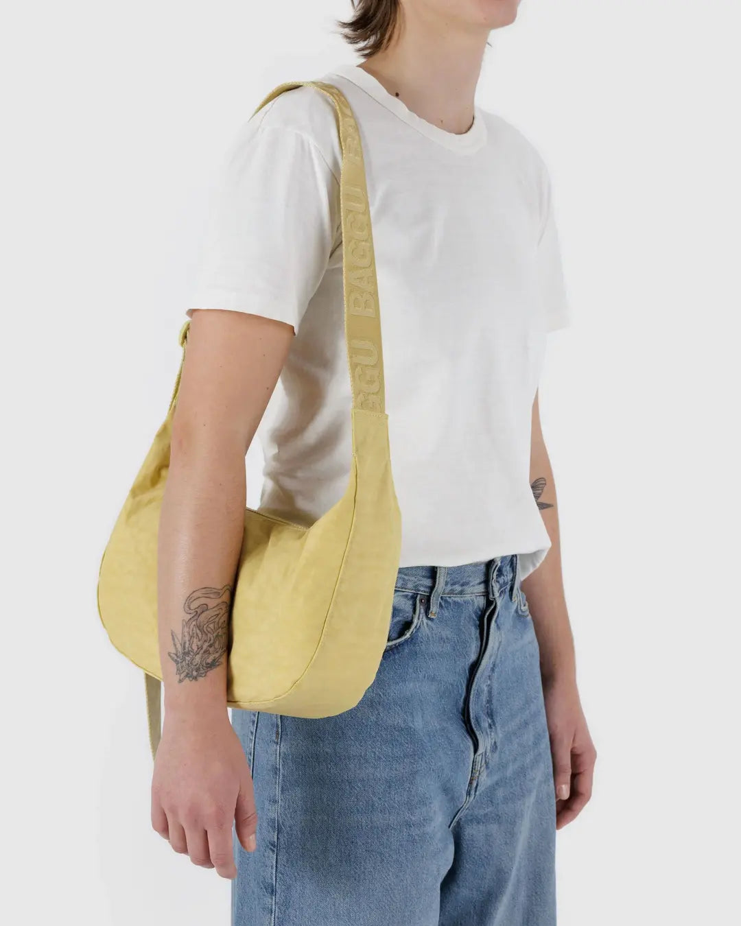 BAGGU - Medium Nylon Crescent Bag, Butter