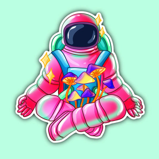 IM - Psychedelic Yoga Mushroom Astronaut Sticker