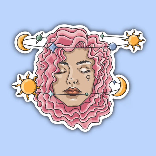 IM - Space Planets Celestial Woman Face Sticker