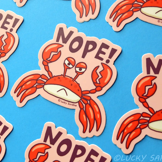 LS - Crab Nope, Not Today, Funny Crabby Lobster Vinyl Sticker
