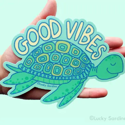 LS - Jumbo Sea Turtle Good Vibes, Bumper Vinyl Sticker
