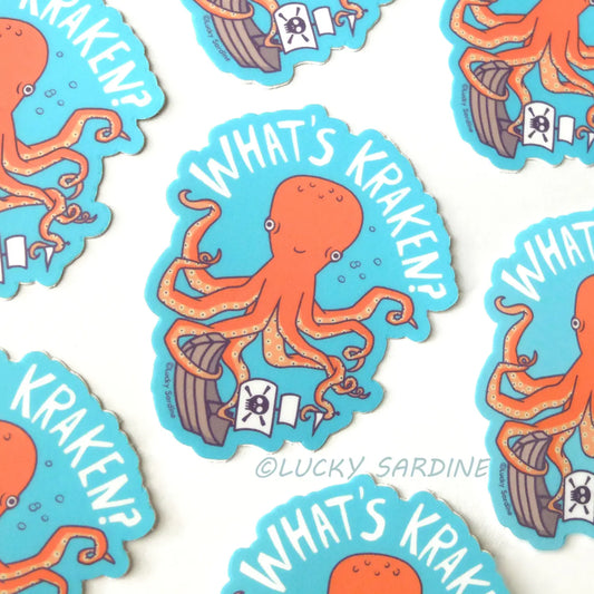 LS - What's Kraken Octopus, Pirate Ship, Squid Vinyl Sticker