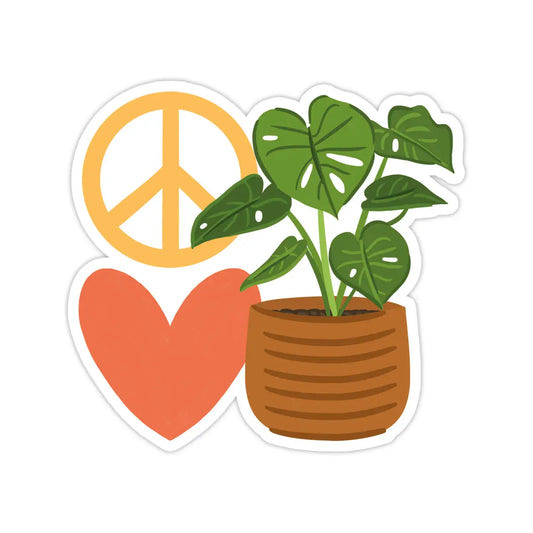 BWS - Peace Love Plants Vinyl Sticker - Plant Gift