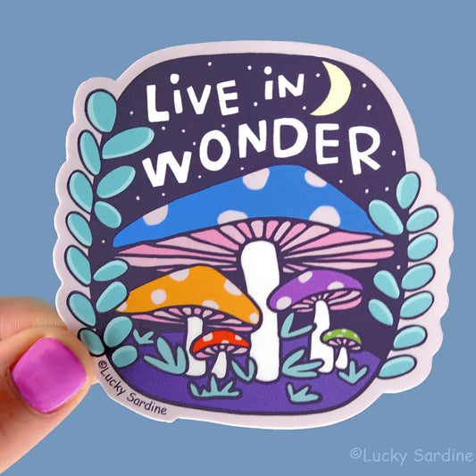 LS - Live in Wonder, Magic Mushrooms, Rainbow Moon Vinyl Sticker