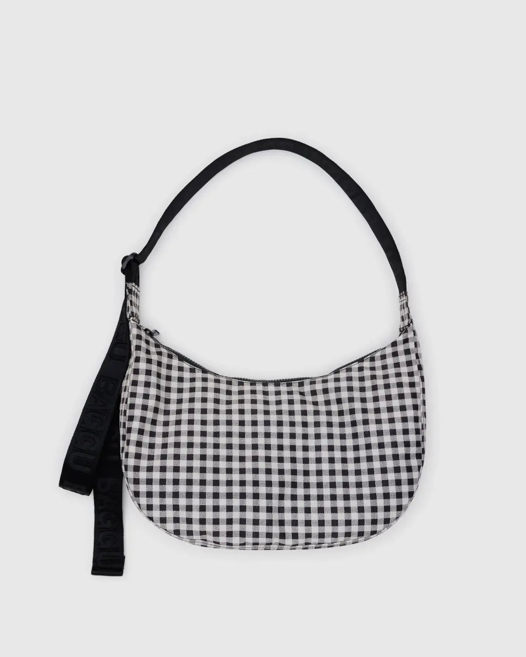 BAGGU - Medium Nylon Crescent Bag, Black & White Gingham