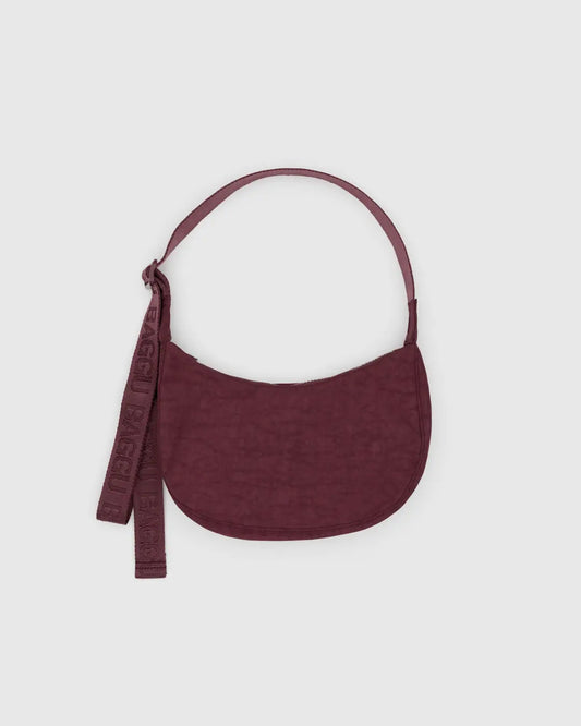 BAGGU - Small Nylon Crescent Bag, Mahogany