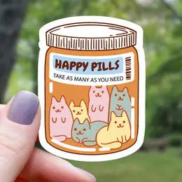 MGC - Happy Pill Cat Bottle Sticker