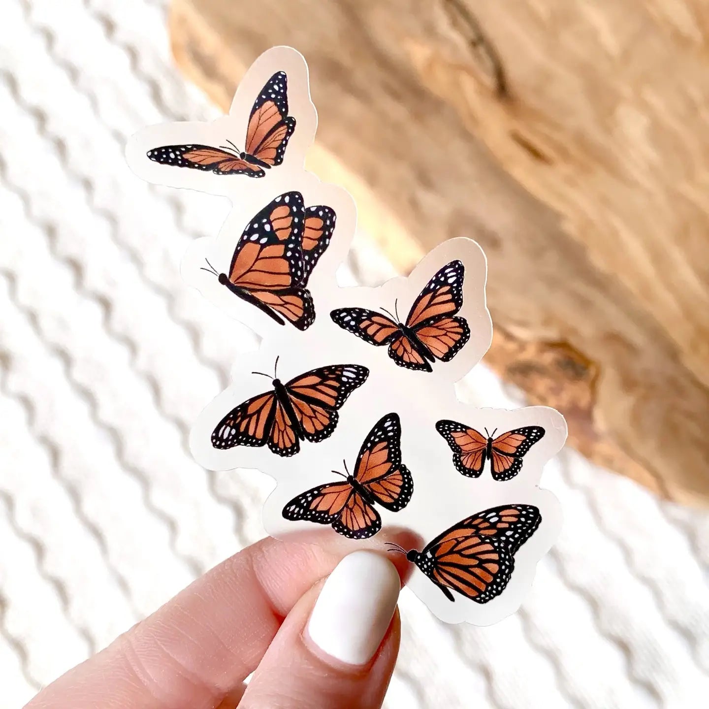EBD - Clear Flying Butterflies Sticker, 3.5x2in