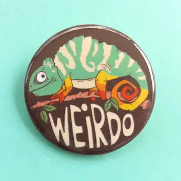 Chameleon Lizard, Weirdo Rainbow Pinback Button