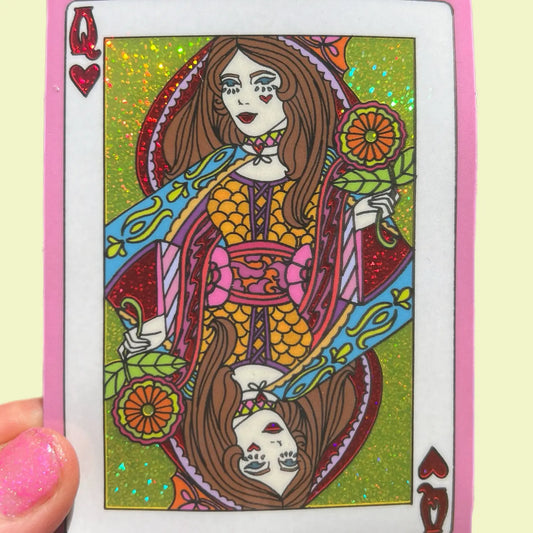 AW - Queen of Hearts Glitter 3 inch Sticker