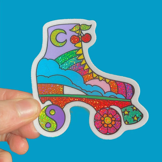 AW - Roller Skate Glitter Sticker 3 Inch