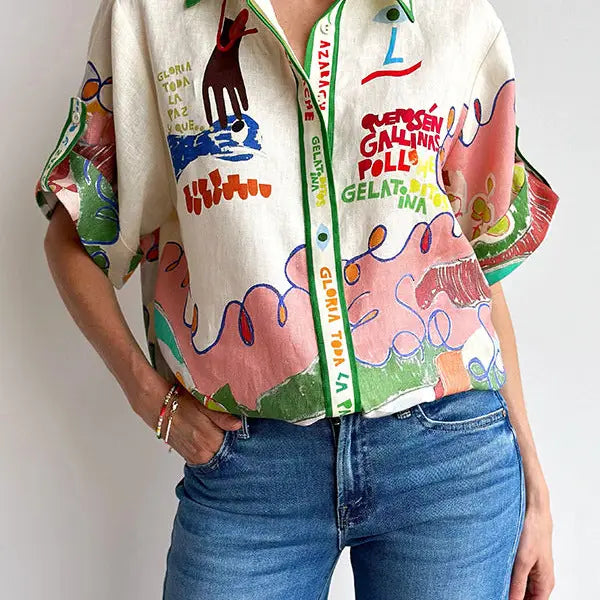 Linen - Graffiti Shirt - XL