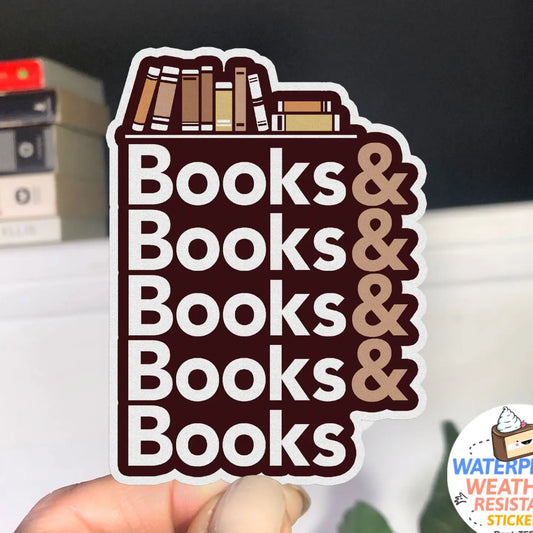 BT - Books and Books Sticker, 3" Waterproof Reading Stickers