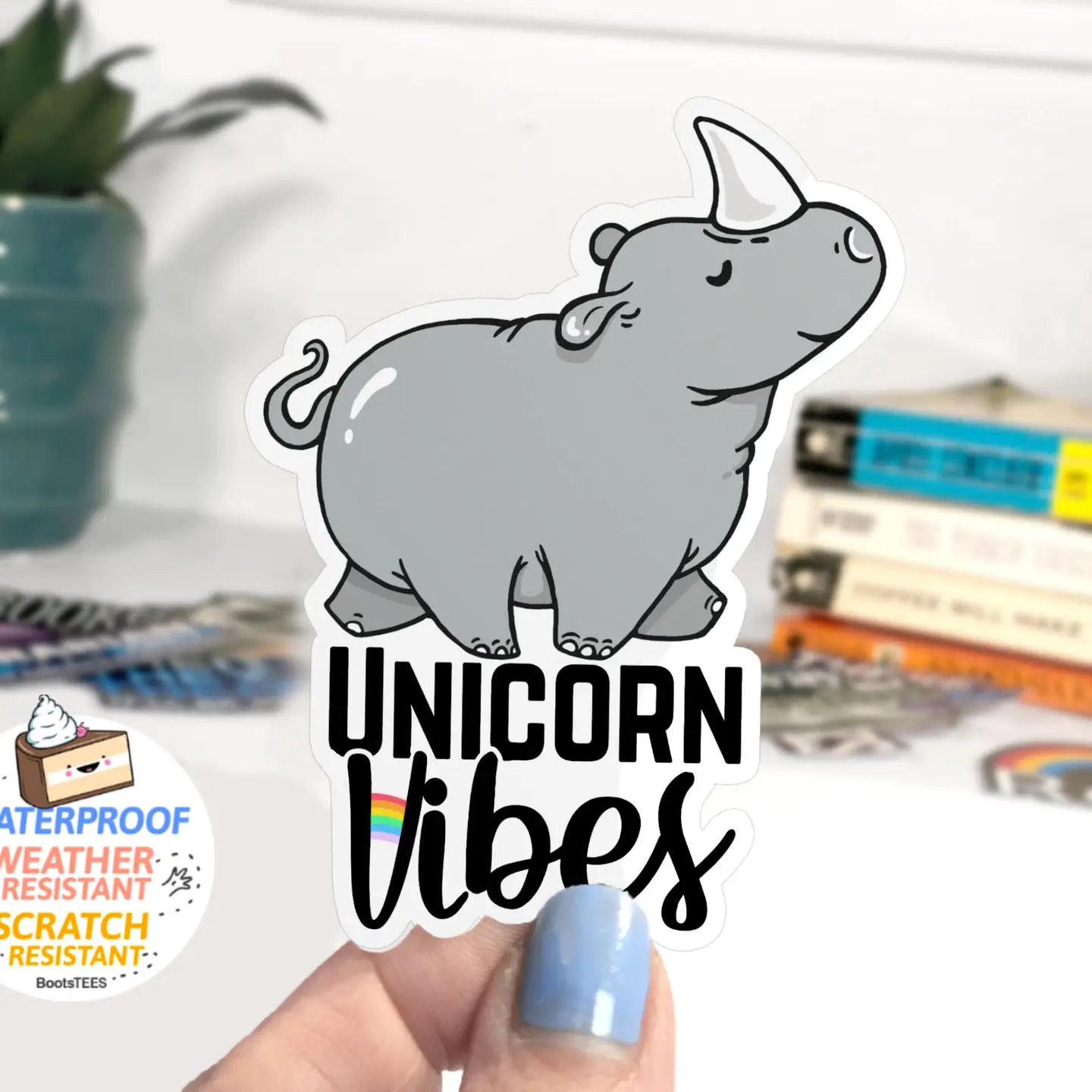 BT - Cute Unicorn Vibes Sticker, 3" Waterproof Quote Decal
