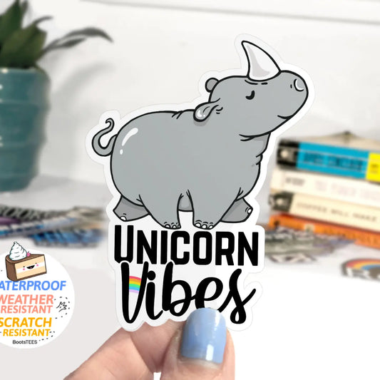BT - Cute Unicorn Vibes Sticker, 3" Waterproof Quote Decal