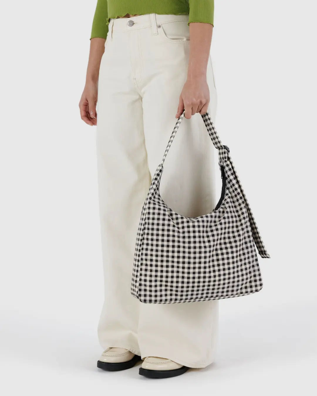 BAGGU - Nylon Shoulder Bag, Black & White Gingham