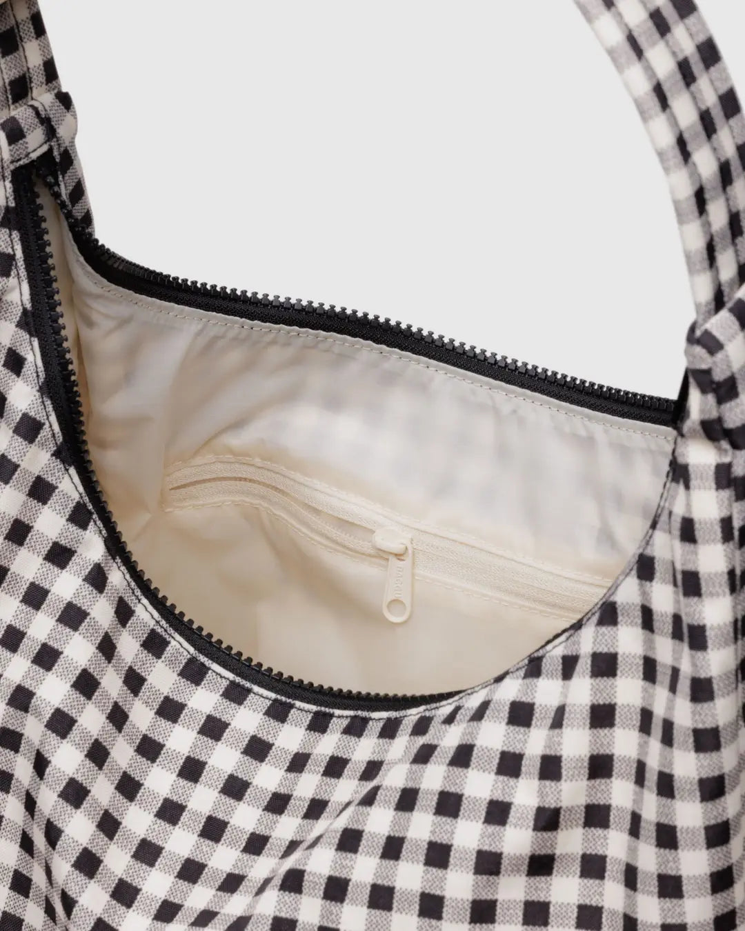 BAGGU - Nylon Shoulder Bag, Black & White Gingham