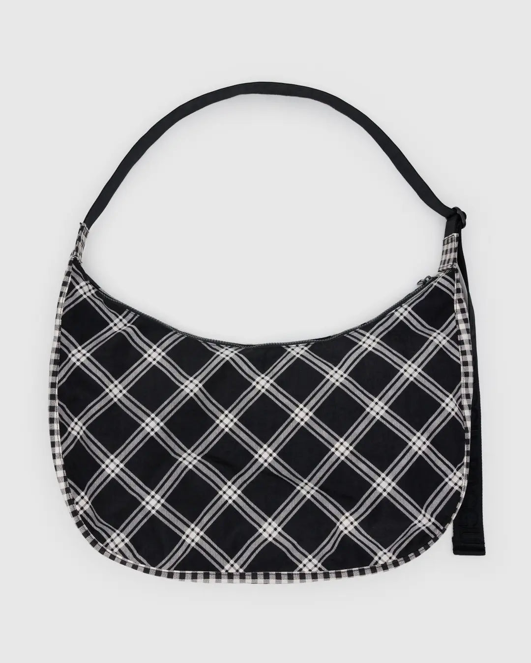 BAGGU - Large Nylon Crescent Bag, Mixed Plaid