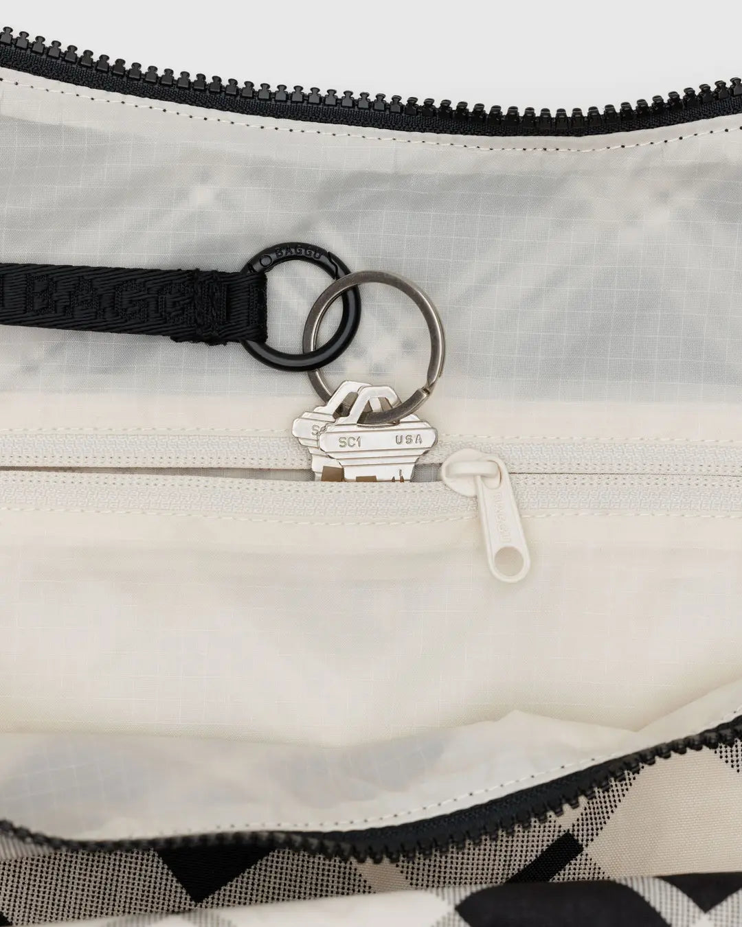 BAGGU - Large Nylon Crescent Bag, Mixed Plaid