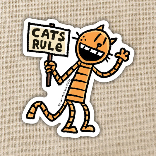 KOT - Petey Says Cats Rule Sticker | Dog Man