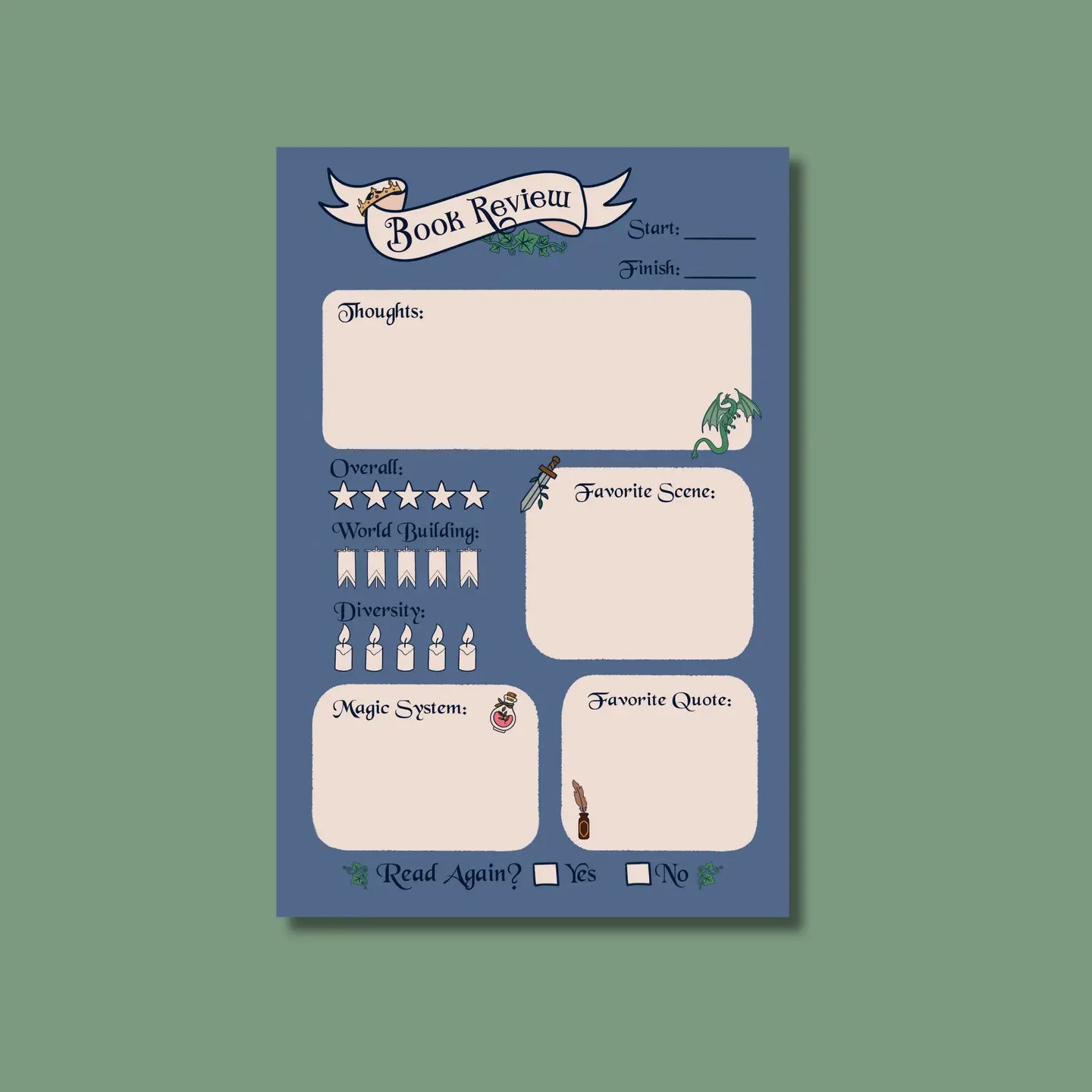 IM - Fantasy Book Review Sticky Notepad