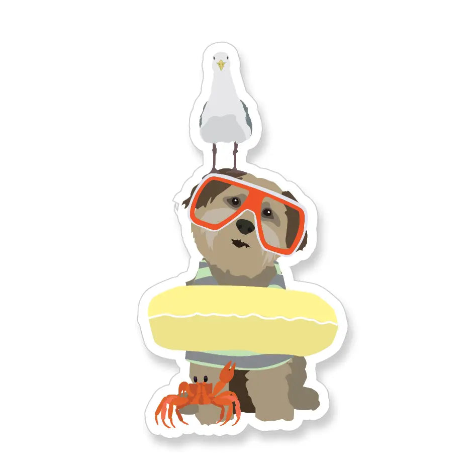 A2- Summer Brown Dog Vinyl Sticker