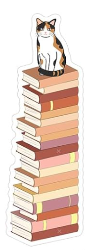 BOOKMARK - brown stack w/ cat
