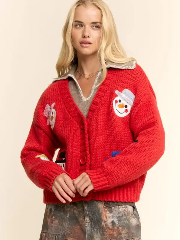 SWEATER - Snowmen - 58556 - Red - S/M