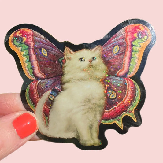 AW - Cat Butterfly Glitter Sticker