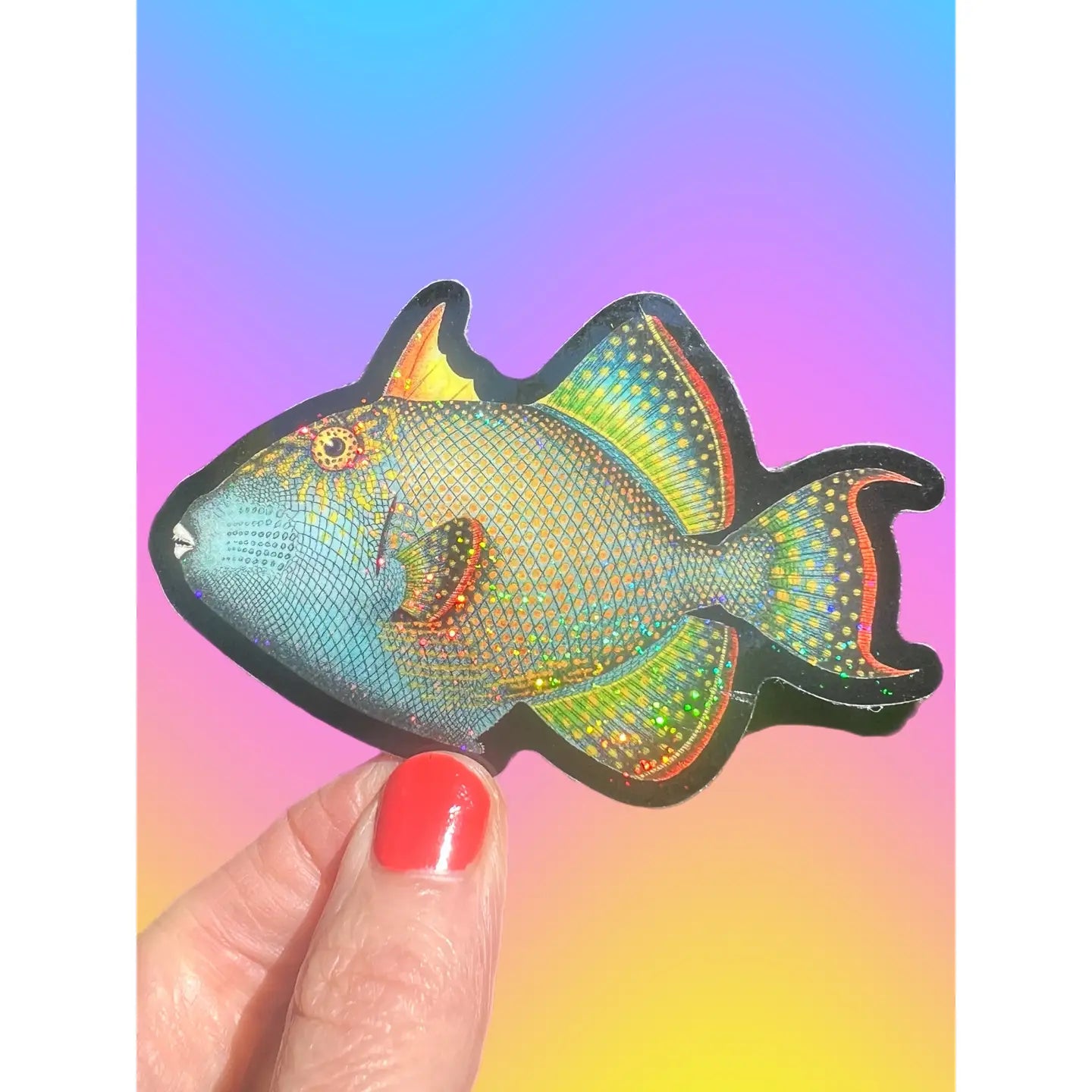 AW - Tropical Fish Glitter Sticker 3 Inch