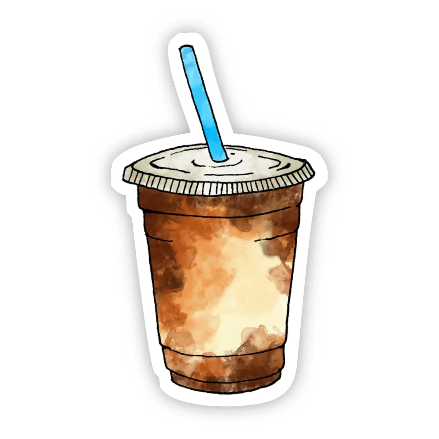 BM - Iced Coffee Blue Straw Sticker