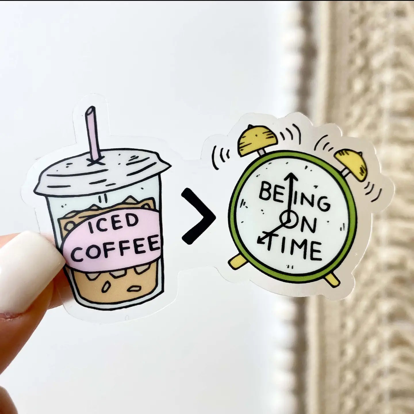 BM - Iced Coffee > Being On Time Clear Sticker