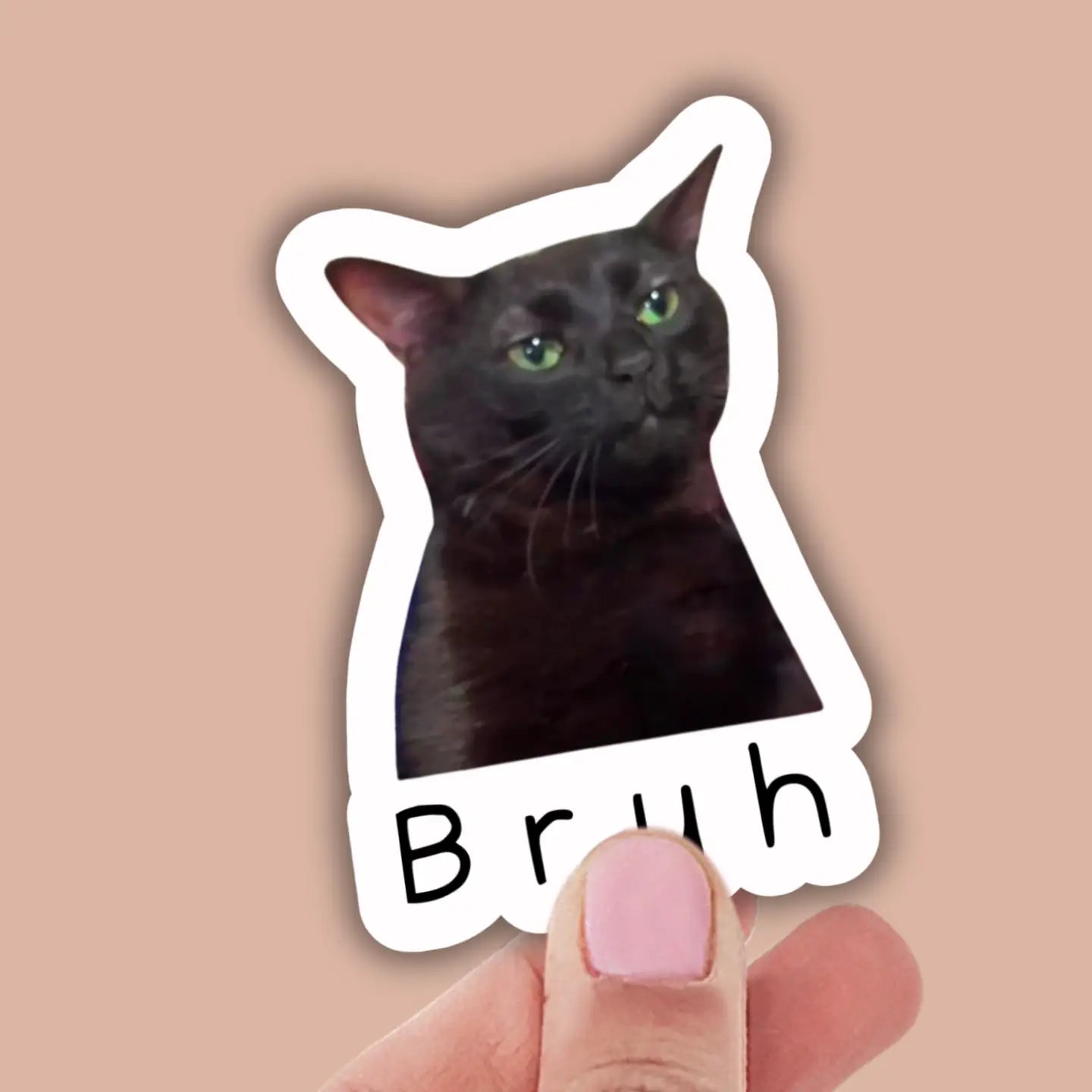 LLS - Bruh Funny Black Cat Vinyl Sticker