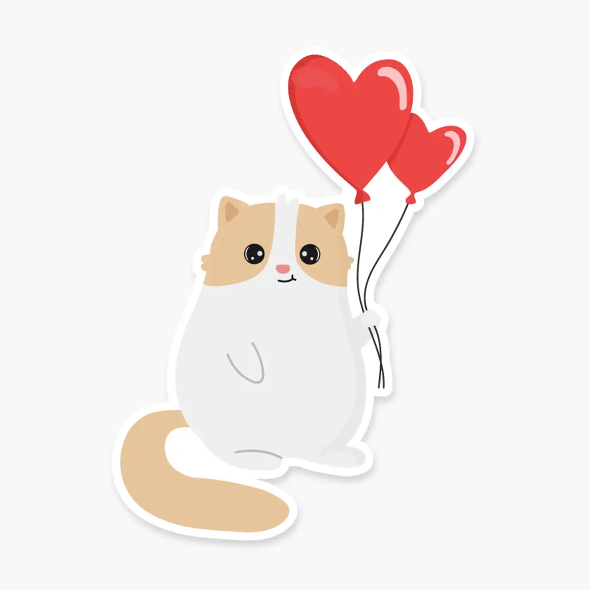 FN - Cat with Red Heart Shaped Balloons