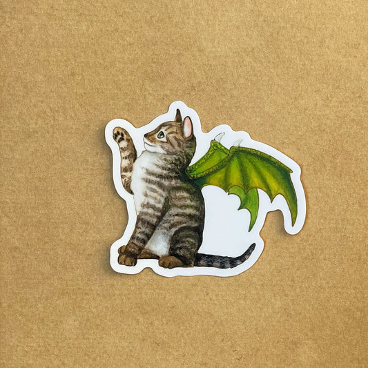 ARMI - Dragon Kitten Green Wings Vinyl Sticker