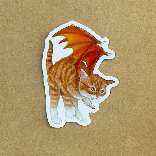 ARMI - Dragon Kitten Orange Wings Vinyl Sticker