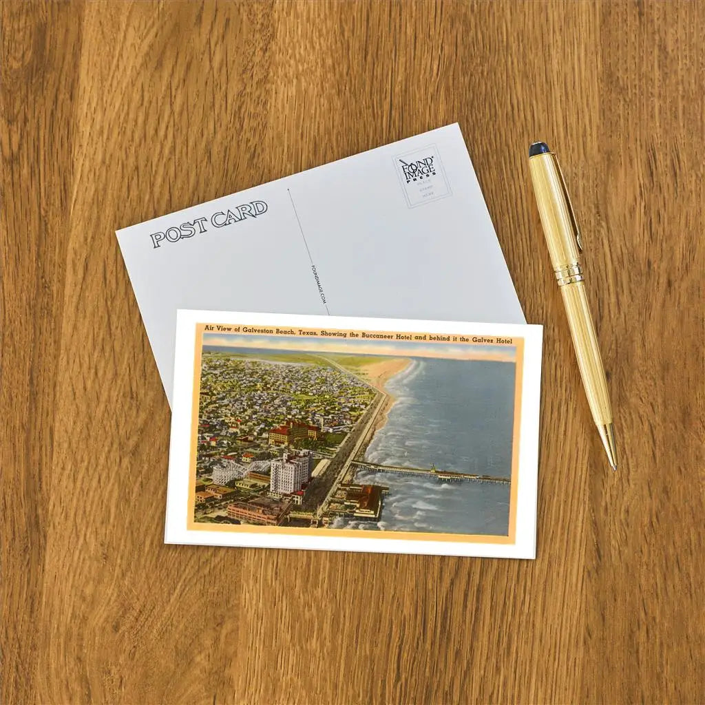 FIP - Postcard TX-438 Aerial View of Galveston, Texas