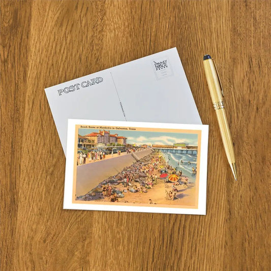 FIP - Postcard TX-591 Beach Scene, Galveston, Texas