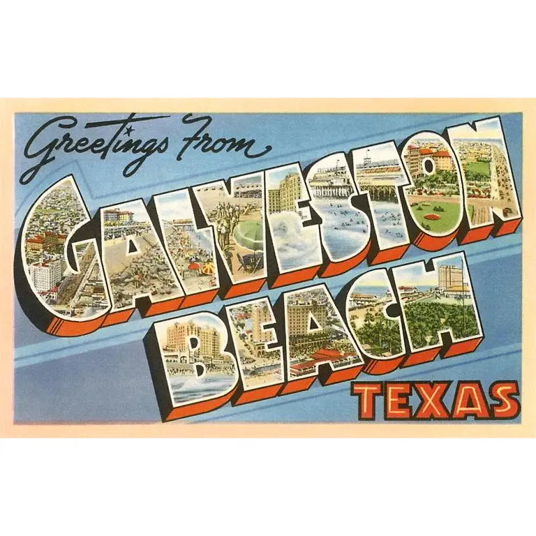 FIP - Sticker TX-713 Greetings from Galveston Beach, Texas