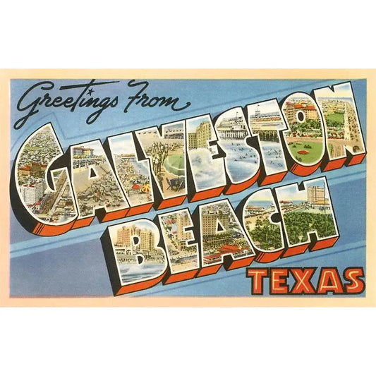 FIP - Sticker TX-713 Greetings from Galveston Beach, Texas