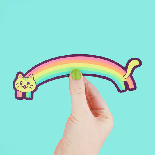 TS - Rainbow Kitty Cat Pride Lgbtq Ally Long Vinyl Sticker