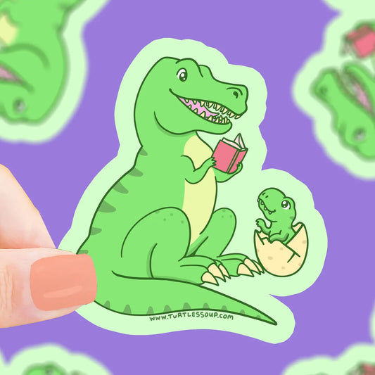 TS - Reading T-Rex Dinosaur Bookish Vinyl Sticker