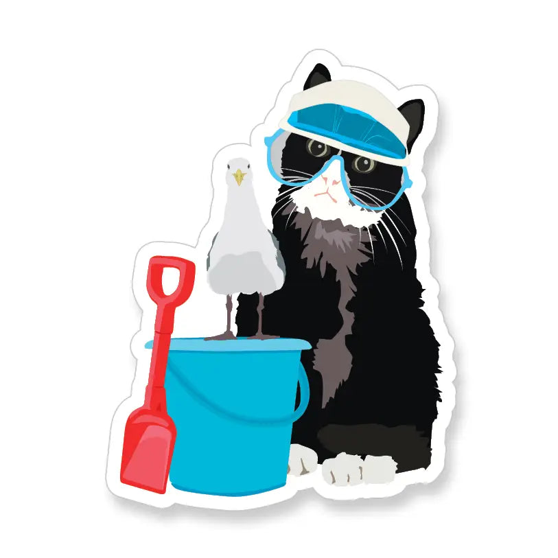 A2 - Summer Black Cat Vinyl Sticker