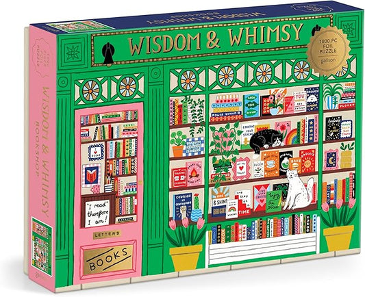 Wisdom & Whimsy Bookshop 1000 Piece Foil Puzzle
