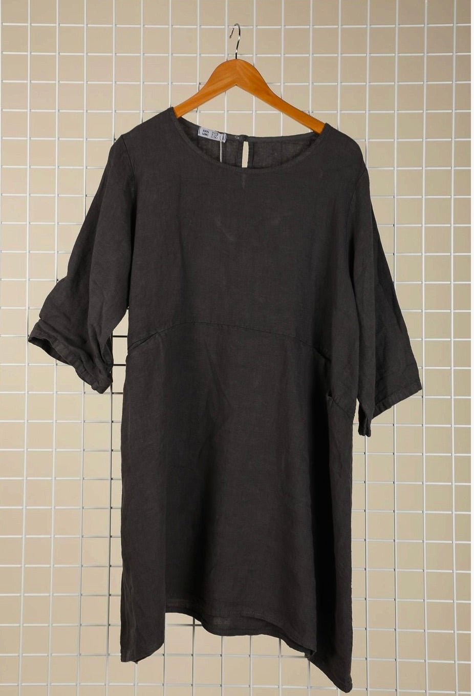 Linen Short Dress 6719 - DARK GREY