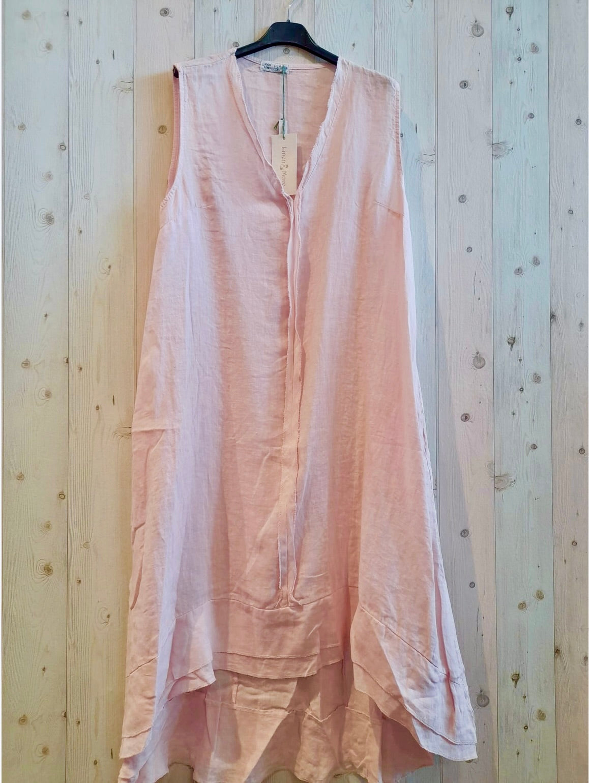 Linen - V-Neck Long - 25813 - Baby Pink