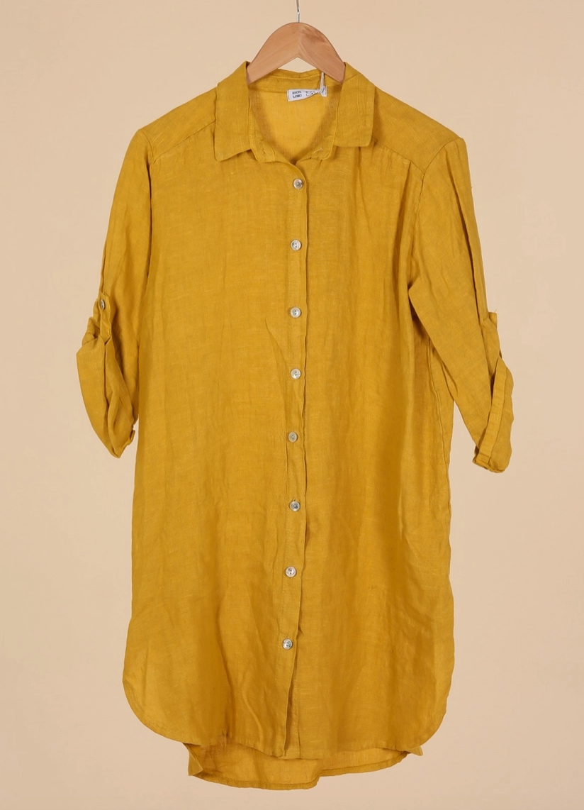 Linen Button-Up Shirt - 8004 - Mustard